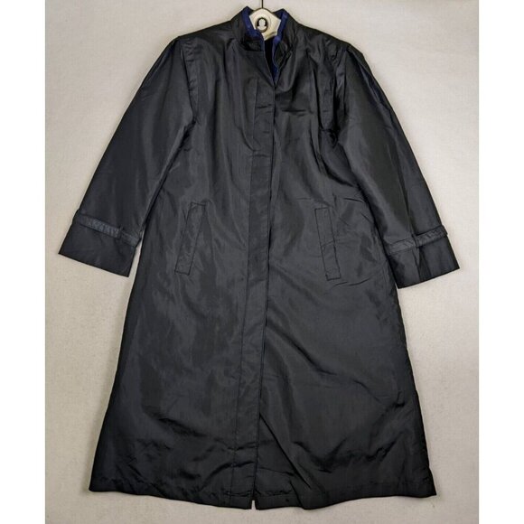 VINTAGE WOMEN'S BLACK TRENCH COAT RAIN COAT - FORECASTER - SIZE 13/14 - LINER - Picture 1 of 15